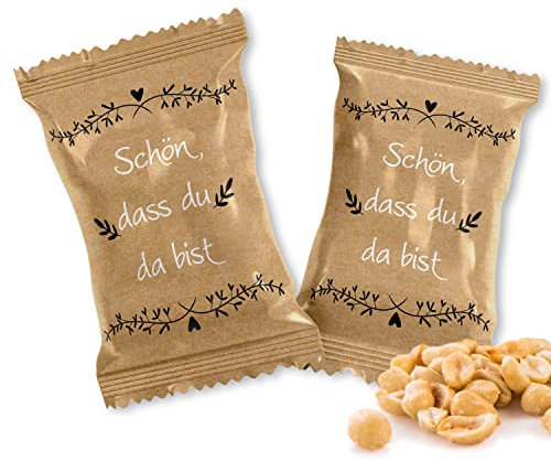 Logbuch-Verlag 10 kleine Süßigkeiten für Gäste Nüsse Erdnüsse 6 x 10 cm Tütchen Geschenk für alle Feste als Tischdeko natur schwarz weiß gold