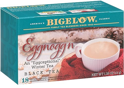 Bigelow Tea Eggnogg'n Black Tea, Caffeinated Tea with Eggnog Flavor, Holiday and Christmas Tea, 18 Count Box (Pack of 6), 108 Total Tea Bags