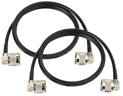 Superbat PL259 RG58 CB Coax Patch Lead 90cm-2pcs Right Angle UHF Male Cable | 50 Ohm, Low Loss, Flexible, Weather Resistance, for HF Coax Antenna/ Ham Radio/ SWR Meter/ Dummy Load/ Radio Scanner