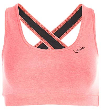WINSHAPE Damen Wvr4 Mit Offenem Drop Back Design, All-fit Style Fitness Freizeit Sport-bh Bustier, Neon/Coral, XS EU