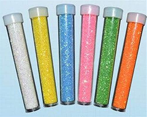 Assorted Decorative Glitter 6 Pastel Easter Colours Orange Yellow Green Blue Pink White