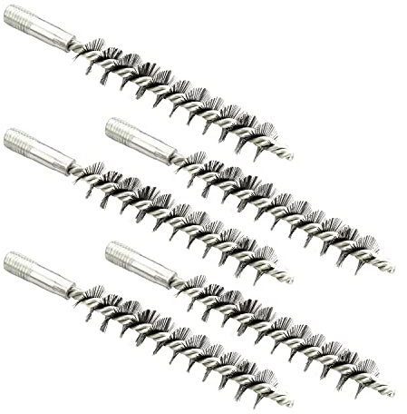 Utoolmart Reinigungsbürste aus Stahldraht, runde Kaminbürste, M12-Gewinde-Schnittstelle, 20 mm Durchmesser, 160 mm Länge, 5 Stück