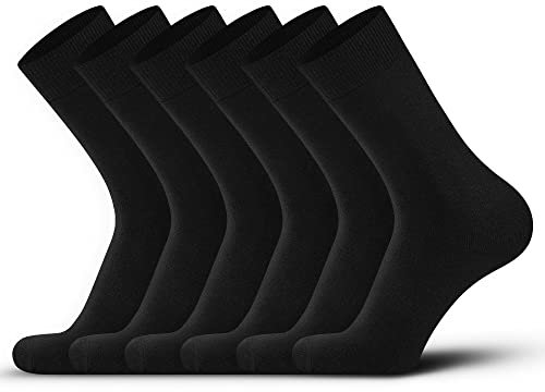 DarkCom Men's Smart Dress Socks, Black, 6 Pairs, Soft Breathable Man's Gift, (6-8 UK)