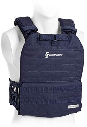 Capital Sports Battlevest 2.0 Gewichtsweste - Weight Vest mit hohem Komfort, Trainingsweste mit optimaler Polsterung, inkl. 4 Gewichtsplatten: 2x 2,6 kg & 2x 4,0 kg (13,2 kg), blau