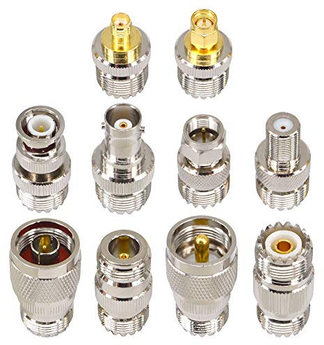 Boobrie 10 Stück SO239 UHF Adapter Kit UHF Buchse Koaxial Adapter UHF auf UHF/UHF auf SMA/UHF auf BNC/UHF auf N/UHF auf F Adapter UHF Kabelstecker Buchse auf Buchse Kabelstecker SO239 Stecker