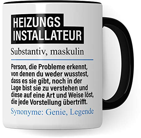 Pagma Druck Tasse Heizungsinstallateur lustig, Heizungsinstallateur Geschenk, Spruch Heizungsbauer Kaffeebecher Geschenkidee, Kaffeetasse Beruf Heizungsbau Teetasse Installateur Becher