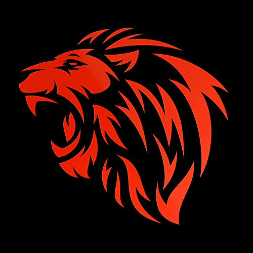 ERREINGE STICKER PRESPAZIATO ROSSO FLUO 12cm - Leone Tribale SX - Adesivo Decal Decalcomania Vinile Murale Laptop Auto Moto Casco Camper