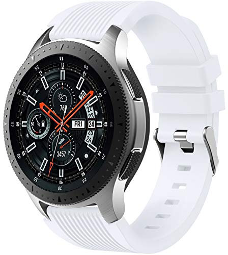 Dirrelo Bracelet Compatible avec Samsung Galaxy Watch 3 45mm/Galaxy Watch 46mm/Huawei GT 2 46mm, 22mm Souple Silicone Sport Remplacement pour Samsung Gear S3 Frontier, Hommes Femmes, Blanc
