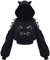 EUDOLAH Damen Hoodie Schulterfrei Katzen Ohr Hoodie Kapuzenpulli mit Bänder kurzes Sweatshirt (Katzengesicht L)