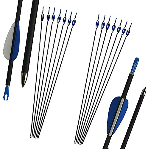 SHARROW 32 Zoll Bogenschießen Carbonpfeil Bogensport Pfeile Spine 1200 Carbon Pfeil Jagdpfeile Carbonpfeil Kohlenstoff Pfeile für 20-30 Lbs Compound Bogen Recurve Bogen (12)