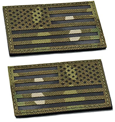 U-LIAN 5,1 x 8,9 cm IR Infrarot US USA Amerikanische Flagge Patch Taktische Weste Patch Hakenverschluss Rückseite (vorwärts + rückwärts)