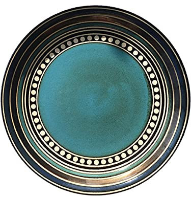 Vajilla de cerámica Horno pintado a mano Esmaltado de alimentos occidentales Postre plato Utensilios-10.5 pulgadas roja (27 cm de diámetro)