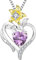 YL Collier Coeur Argent 925 couper Février Pierres de Naissance Améthyste Pendentif Fleur de Lys pour Femme, Chaîne 45+3CM