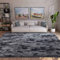 Tinyboy-hbq Teppich Wohnzimmer Schlafzimmer Rund Modern Design Shocky Lange Borsten Runde Innen rutschfest Dekor Ultra Weich Plüsch Haus Kinderzimmer Teppiche,Schwarz Grau,200x200cm