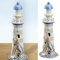 Cepewa Deko Leuchtturm │ Holz Seil Muscheln H30cm │ weiß Natur blau Maritime Dekoration │ Leuchtfeuer Richtfeuer (1 x Leuchtturm H30cm)