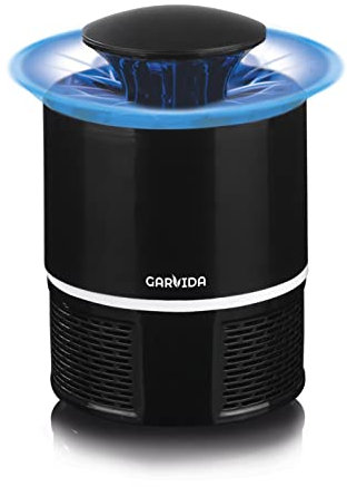 GARVIDA Insekten-Falle - Ohne Chemie | LED-Licht lockt Insekten - Großer Wirkungsradius | Ventilators saugt die Insekten in den Auffangbehälter | Insekten werden schnell & leise eingefangen [schwarz]