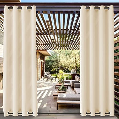 EMDPBD Tende da Esterno con Occhielli sopra (ID: 4cm) e sotto (ID: 4cm) Tenda con Occhielli Impermeabili per Esterni per Veranda, Pergola, Capanna, Patio, 1 Pezzo,Beige-213 * 259cm