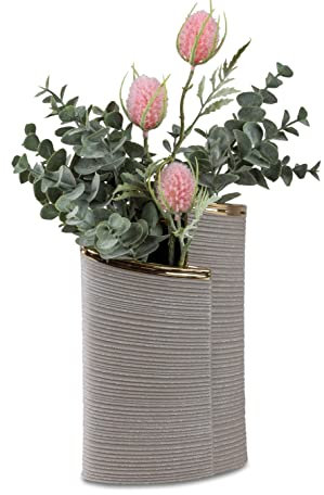 Dekorative Blumenvase Dekovase Vase 14x23cm Sand-Gold - ohne Deko