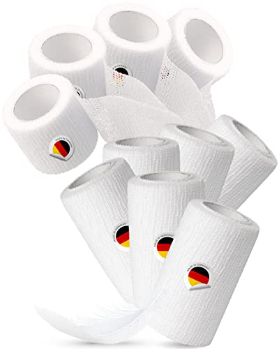 Mix 10x Haftbinde 6x8cm, 4x4cm, 4m elastische selbsthaftend kohäsive Fixierbinde Verband Binde selbstklebend, Schnellverband