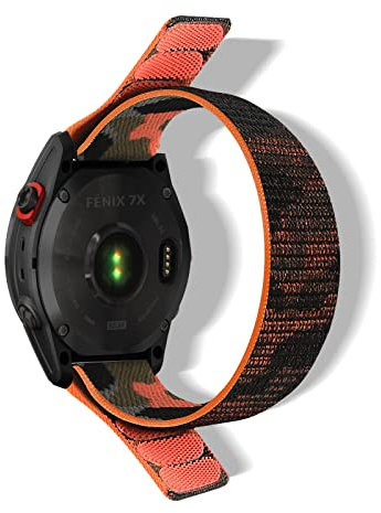 RoYiio Armband für Garmin Quatix 8 47mm/Quatix 7Pro/Tactix 8 47mm/Fenix8 47 mm/Fenix 7 Pro/6 Pro Armband Bequem Atmungsaktiv Ersatzband Quickfit 22mm für Descent G2/Fēnix E/Epix 2 - Orange Tarnung