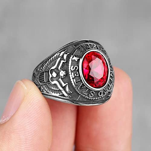 XJruixi Stainless Steel Men Rings Rhinestone United States Army Punk Hip Hop for Biker Male Boyfriend Jewelry Creativity Gift Wholesale