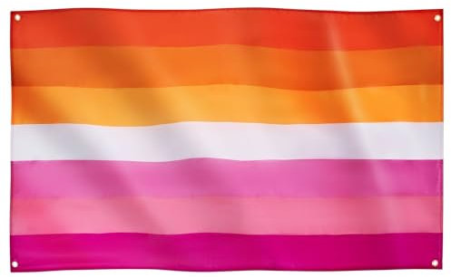 Runesol Bandera Lésbica, 91x152cm, (3ft x 5ft) Bandera Orgullo Lésbico, Pride, 4 Arandelas, Ojal en Cada Esquina, LGBTQ+, Desfile, Festival, Fiesta, Carnaval, Premium, Interior, Exterior