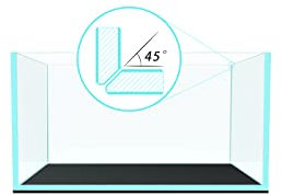 Fzone 10 Liter flaches randloses niedriges Eisen-Aquarium Nova klar ultraweiß 45° gehrte Kanten durchscheinendes Glas Anata Serie Aquarium mit schwarzer Schaumstoff-Nivelliermatte