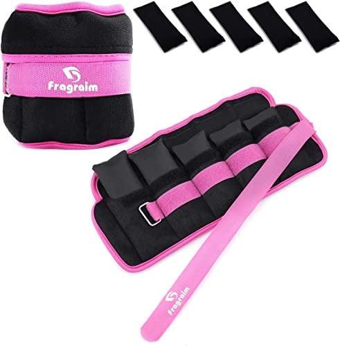 Pesas Tobillos Ajustables 1-1,5 kg Par con Pesas Extraíbles para Footing, Gimnasia, Aerobic, Fisioterapia| Cada uno 0,15-0,75 kg, Total 1,5kg, Morado