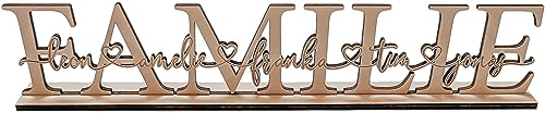 Personalisierter Holz Aufsteller 'Familie' mit individueller Namensgravur - Ideales Geschenk für Familie, Hochzeit oder Muttertag