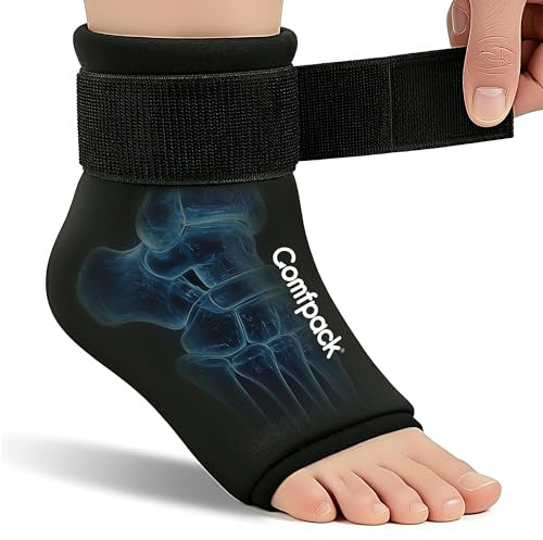Comfpack Eisbeutel für Knöchel und Fuß, flexible Heiß-Kalt-Kompresse, Gel-Kältekompresse für Achillessehnenentzündung, Plantarfasziitis, Schwellungen, Verstauchungen, Fußschmerzlinderung, Fersensporn