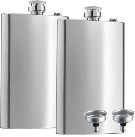 Flacon de Hanche en Acier Inoxydable,8oz Flasque avec Entonnoir, 220ml Fiole Alcool Portable,pour Voyage en Plein Air Camping Pêche Escalade