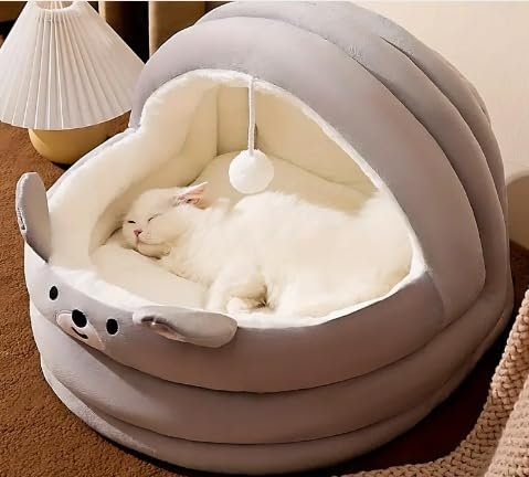 Hundebett Katzenbett Haustierbett Haus Zwinger Nest Haustiernest Wurf Hundehütte Sofa Haus Kissen Haustier Hundekörbchen Hundekissen (Farbe : Grau, Größe: 45 * 43 * 40cm) (M)