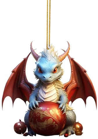 Weihnachtsdeko Baby Drache im Ei Anhänger Weihnachtsbaum Weihnachtsanhänger Lustige Weihnachtskugel Anhänger 2D Weihnachten blau Eierschale Drachen Ornament Schaukel Garten Mit Gestell