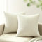 mosayt Kissenbezug 45x45 2er Set Beige Weiß Kordsamt gestreiftes Muster Kissenbezüge Kissenhülle Dekokissen Sofakissen Couchkissen Zierkissenbezug Deko Kissenhüllen Wohnzimmer Schlafzimmer