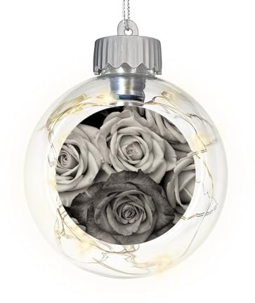 CafePress Black And White Rose Bouquet Sparkle Fairy Lights Ornament