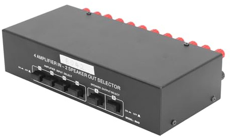 FTVOGUE Selector de Audio Pasivo, 300W 4 Amplificadores | Conmutación manual de entrada y salida sin interferencias, control independiente de altavoces