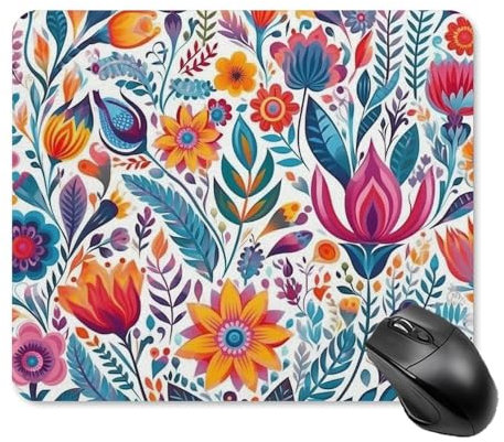 Tapis de souris de jeu mignon pour ordinateur avec base en caoutchouc antidérapant, tapis de souris mignon à fleurs vibrantes pour la maison, le bureau, le travail