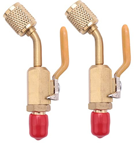 TsoLay 2X R410A R134A Messing-Absperrventil für Klimaanlagen-FüLlschläUche HVAC 1 / 4Zoll AC-Kältemittel