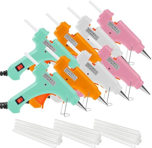 8 Pack Hot Glue Gun Kit, Mini Hot Glue Gun Bulk with 30 Glue Sticks, Fast Preheating Small Melt Glue Gun Set for DIY School Class Arts Crafts Quick Repairs (4 Colors, 20W)