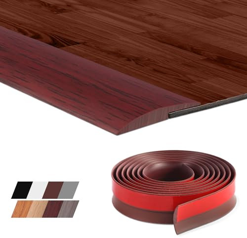 2M Self-Adhesive Floor Transition Strips Carpet Trim Strong Adhesive, Ideal for Carpet, Laminate, and Tile Thresholds, Doorways, and Edging (3mm,Red Wood Grain)