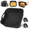 Hivio Silicone Air Fryer Liner with Gloves for Ninja Air Fryer Pro 4.2L AF140UK/ Cosori 5.5L/Ninja Speedi 5.7L ON400UK, Non-Stick AirFryer Accessories for MAX PRO 6.2L