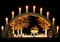Großer Schwibbogen 70cm x 40cm mit 10 Kerzen und LED Vorbeleuchtung - Wildfütterung - Rehe geschnitzt - Handarbeit aus dem Erzgebirge - Schwibbogen für Weihnachten