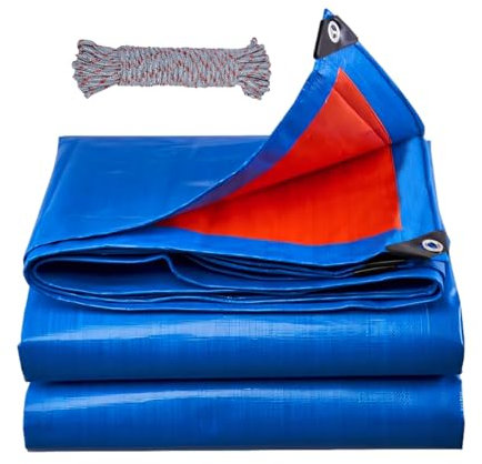 SHANNA Abdeckplane 2x3 m Wasserdicht, 180 g/m² PE Schutzplane Gewebeplane mit Ösen, UV Stabil Reißfest LKW Plane, Mehrzweck Abdeckung für Gartenmöbel Holz Pool Trampolin Auto, Blau-Rot