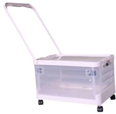 DimyFew Storage Bin with Wheels and Handle Storage Box Foldable Utility Cart for Clothes, Clear