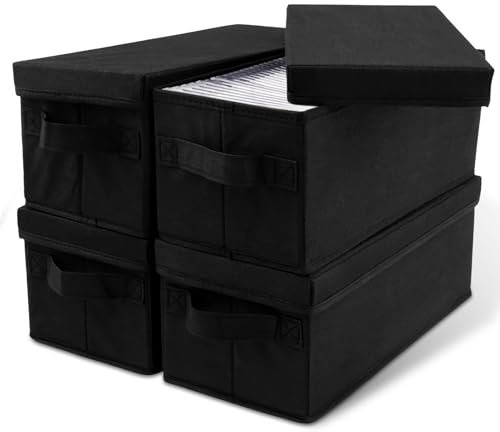 NIHUIFDPY 4Pcs CD Case, Nonwoven Fabric CD Case Holder with Lid, Portable Travel DVD Case, Dustproof DVD Holder Organizer, Foldable DVD Holder Case, Protective CD Storage Container for DVD Disc(4pcs)