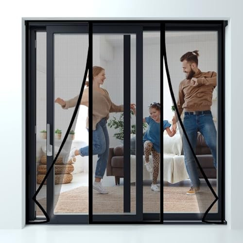 Tenda Zanzariera Magnetica, 100x250cm Nero Tenda Zanzariera per Porta, Adsorbimento Magnetico Totalmente Magnetica, per Porte da Balcone Cantine Terrazze