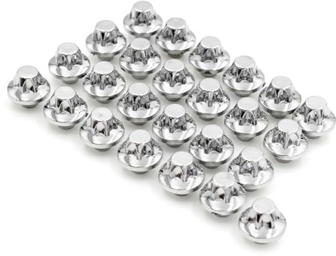 OSTREY Autoverkleidungsclips 25PCS Universal Rad Muttern Schrauben Für 14mm Auto Felge Nieten Lip Ersatz Dekoration Bolzen Abdeckung Externe Zubehör(Chrome)