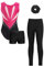 Loodgao Mädchen Ärmellos Turnanzug Streifen Gymnastik Trikot mit Kurze Hose und Lange Leggings Haargummi Eiskunstlauf Kleidung Set Dancewear Hot Pink & Schwarz 170