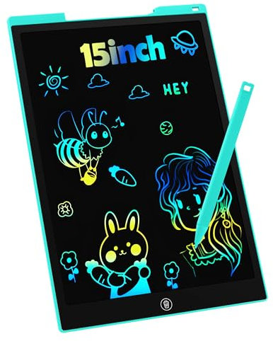 Tableta de Escritura LCD 15 Pulgadas, Colorida Pizarra Tableta Electrónica Gráfica Pizarra Infantil Juguete Juego de Regalo Cumpleaños para Niñas y Niños de 3-9 Años