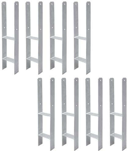 Gimisgu H-Pfostenanker 8 Stück H-anker Pfostenträger Bodenanker für Pfosten H-Pfostenschuh für Zaun und Gewächshaus Pfosten Vierkantholzpfosten(121x600mm)